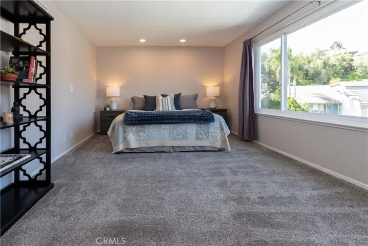 Soothing colors and lighting in the primary suite.