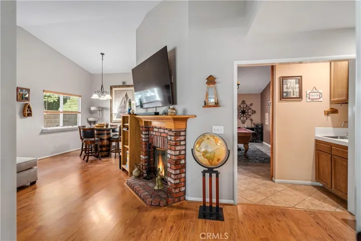 Virtual fire in fireplace