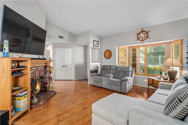 Virtual fire in fireplace