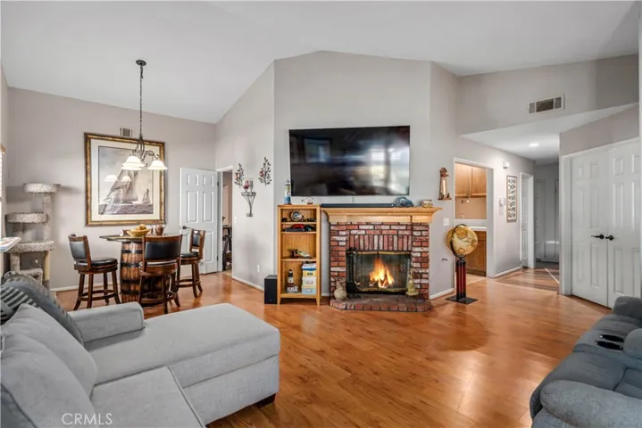 Virtual fire in fireplace