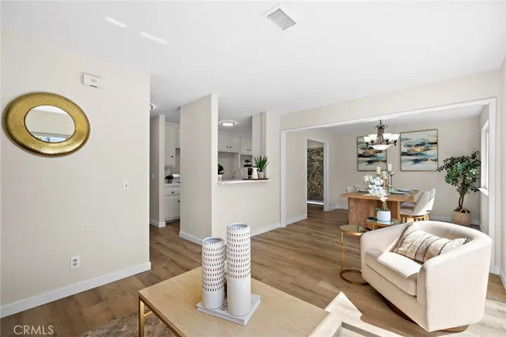 Family room, dining and kitchen