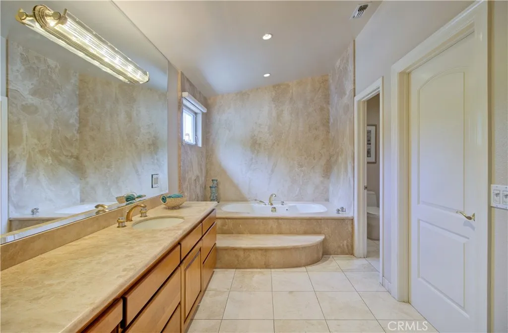 Primary bath 1 with jacuzzi tub, vanity station and separate water closet