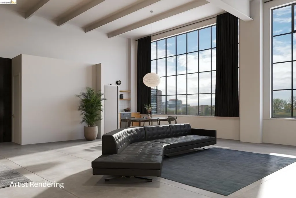 Community lobby featuring beamed ceiling