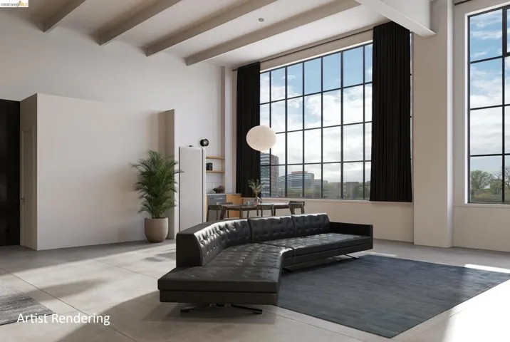 Community lobby featuring beamed ceiling