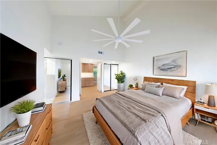 Primary bedroom virtually staged.