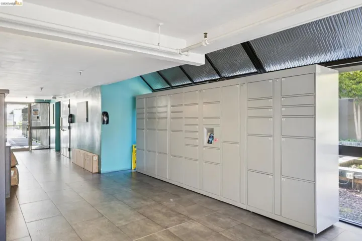 Package and mail delivery in lobby of the building.