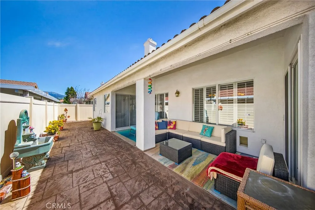 Beautiful back yard with patio and misters