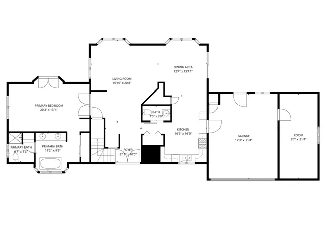 Floorplan of main level. Layout and measurements are approximate.