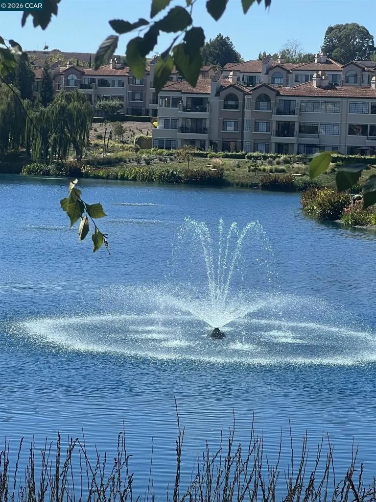 Multiple fountains in lake