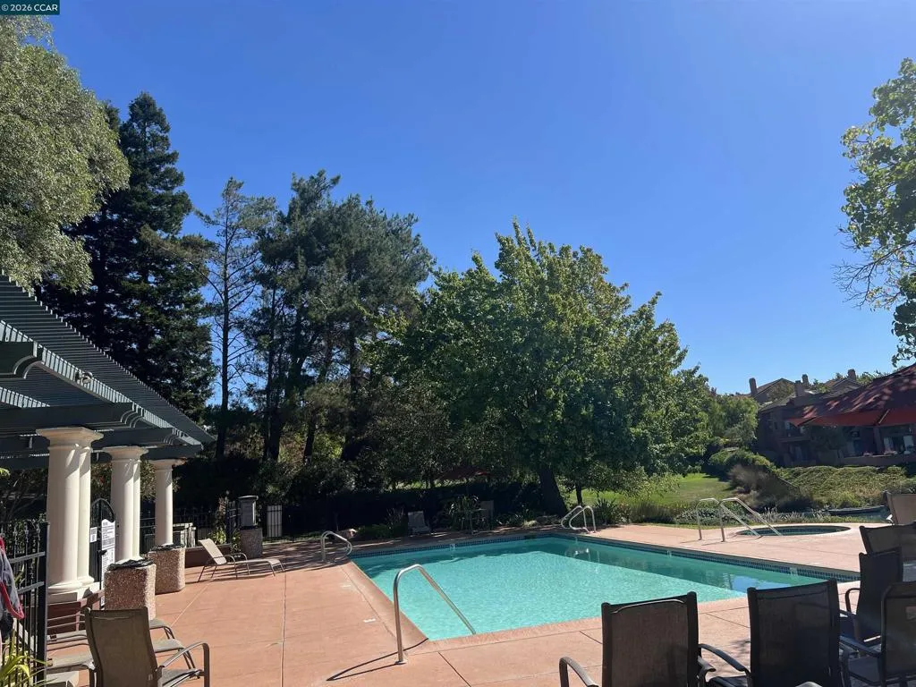 Main pool area overlooking lake