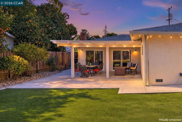 Turf toward back of house covered patio