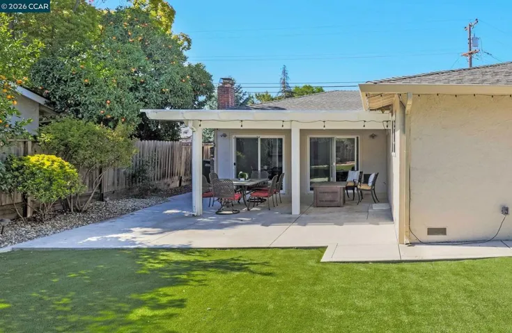 Turf toward covered patio