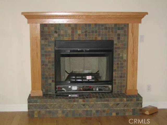 Fireplace in the living area.