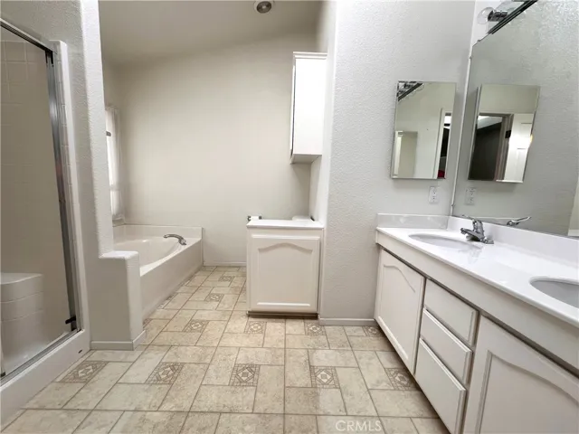 Primary bathroom with dual sinks