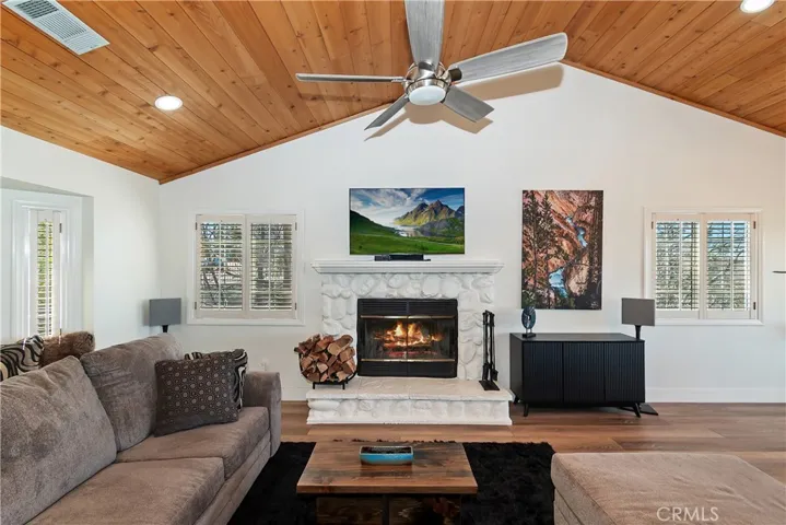 Photo is altered from original with fire in the fireplace