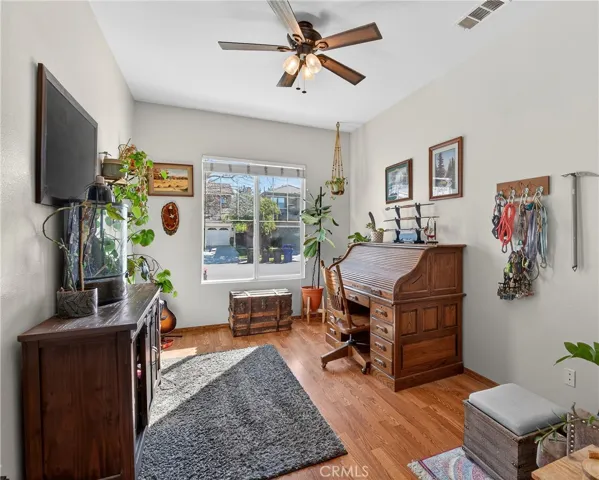 Downstairs bedroom is being used as an office