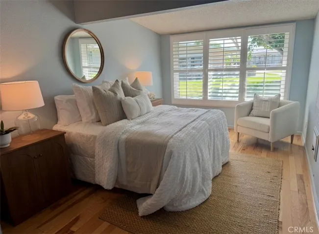 Primary bedroom with walk in closet