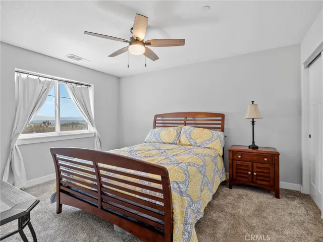 Bedroom with window facing south.