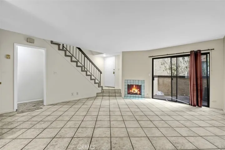 living room with attached patio