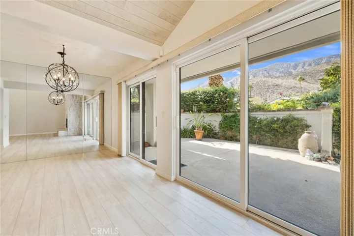 Dining room, with view to patio and San Jacinto mountains behind.