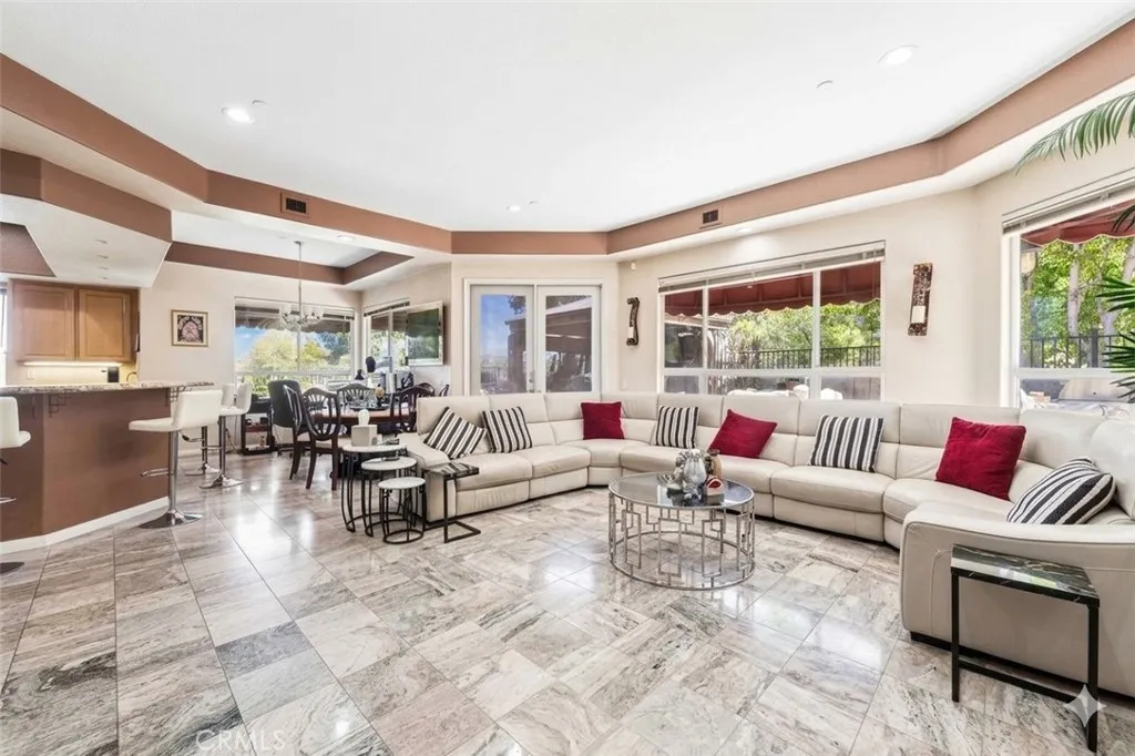 Family room with doors to outside