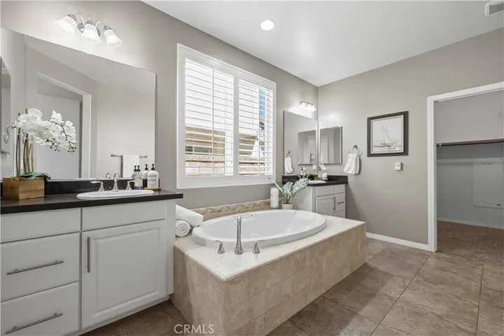 primary bathroom with walk in closet