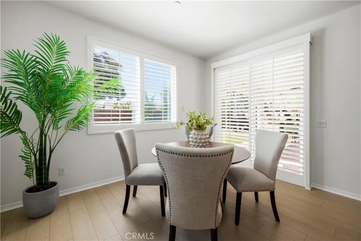 breakfast nook open to backyard