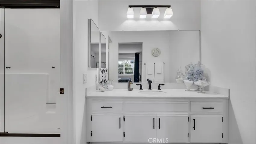 Light and bright primary bathroom.