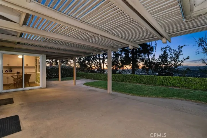 Patio area at dusk