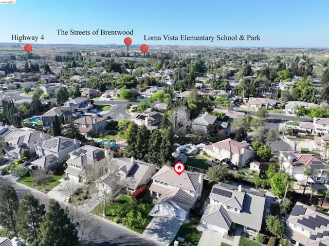 Aerial perspective of suburban area