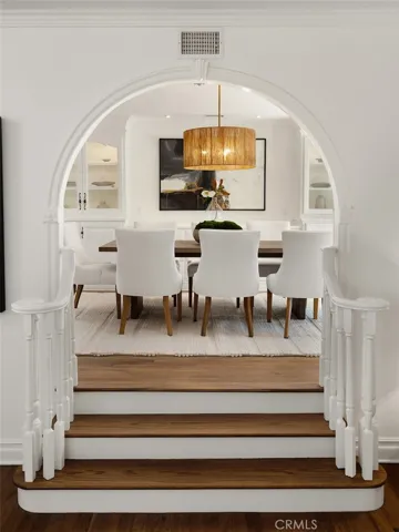 Formal dining room with custom built-in cabinets and buffet