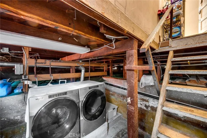 Basement laundry area & utility space