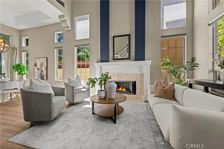 Formal living room. Fire has been digitally added to the fireplace to enhance photo.