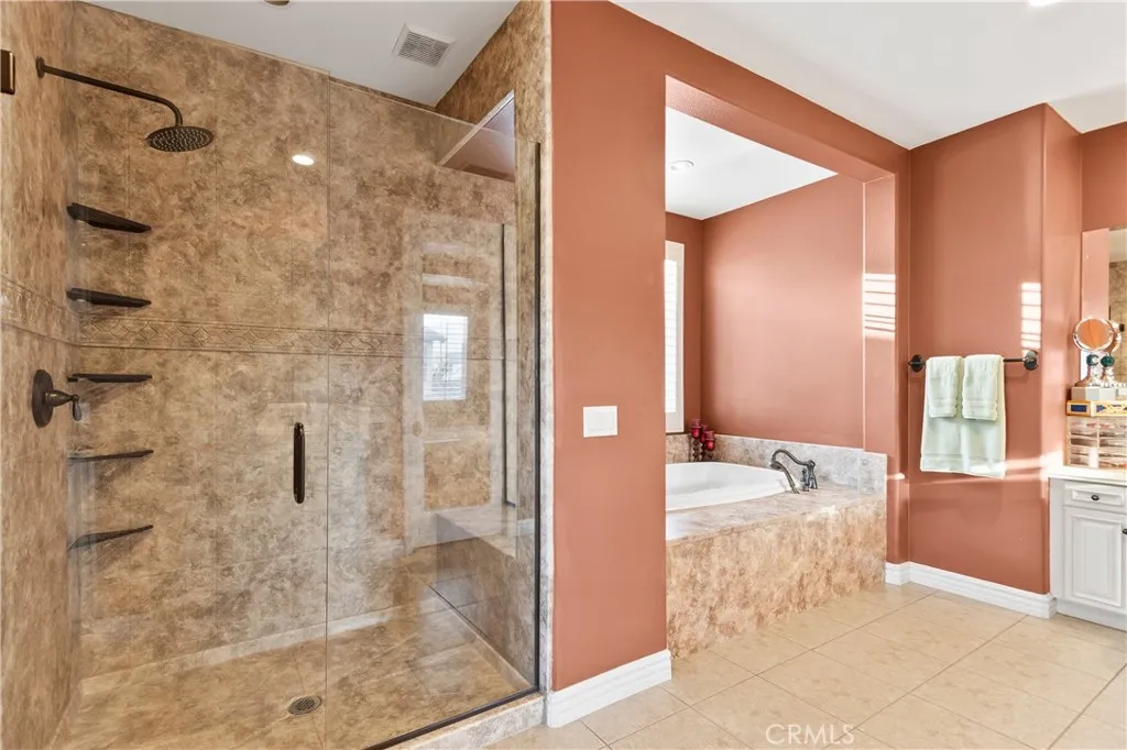 Walk in shower and seperate bathtub