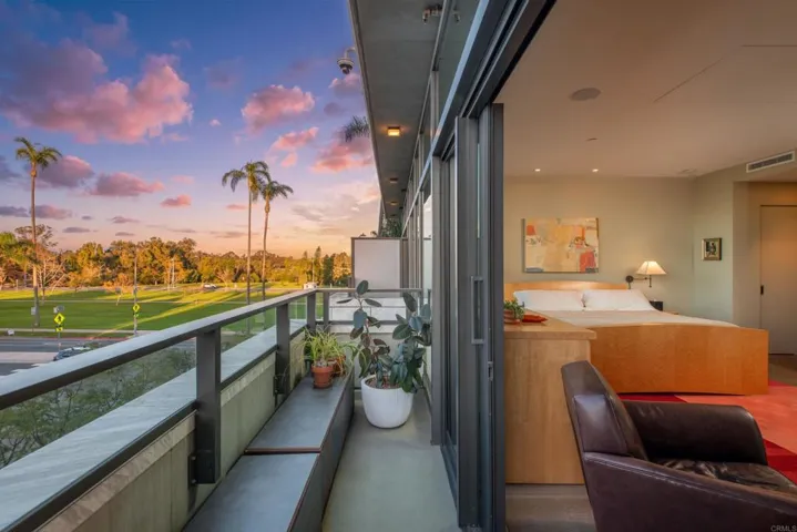 Balcony off the primary suite with views towards Balboa Park