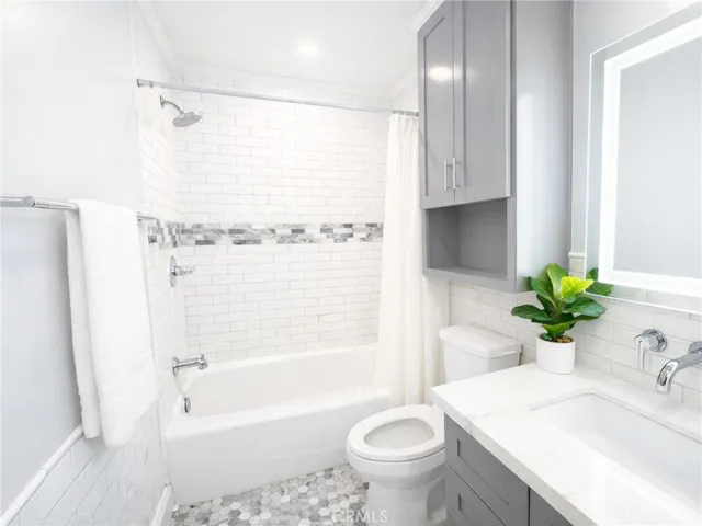 completely remodeled bathroom, all new tile