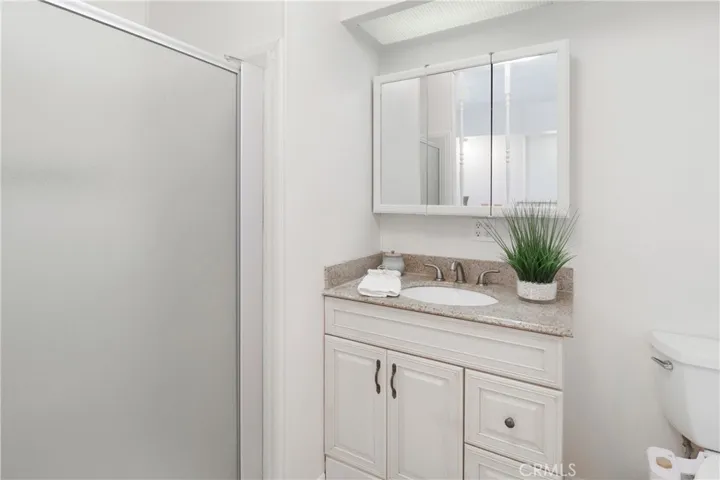 Primary Baarthroom With Shower, Nice Vanity, With New Paint and Flooring
