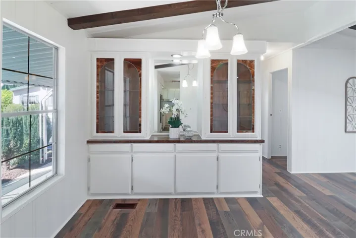 Dining Room Built in Hutch With Stained Glass