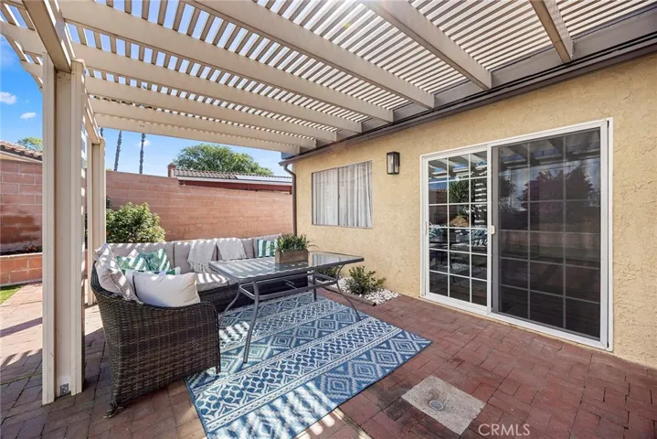 Lattice covered patio.