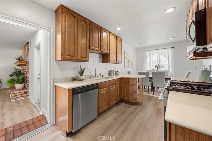 View of kitchen from dining area