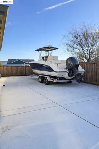 AI Virtually Staged Sideyard with Boat