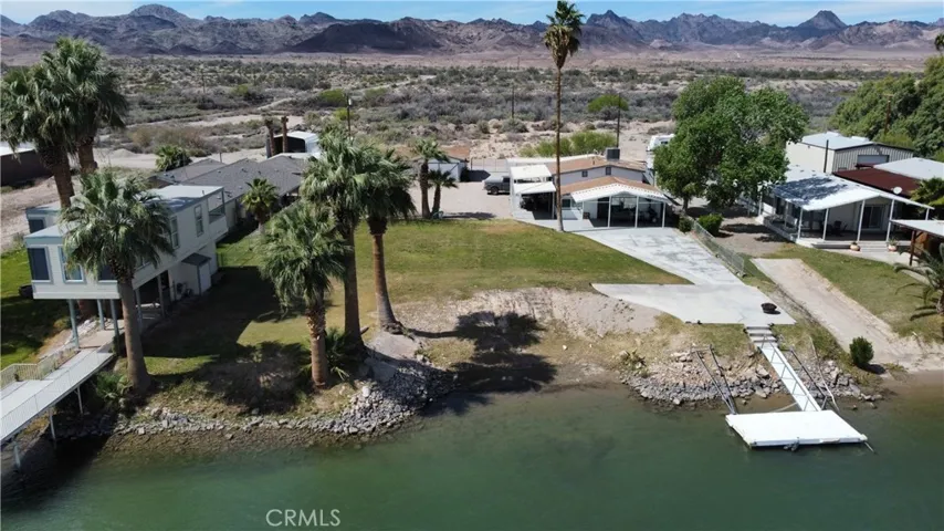 Aerial view of the property and dock