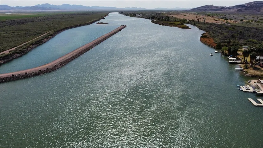 Aerial view down river
