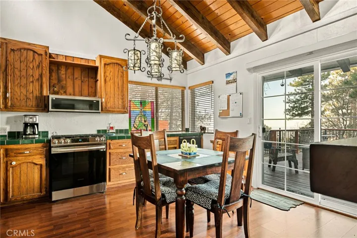 Kitchen with access to deck.
