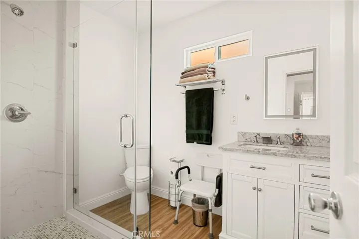 Primary bathroom with walk in shower.