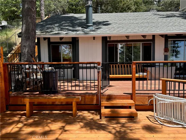 Two tiered decking off back of the home.