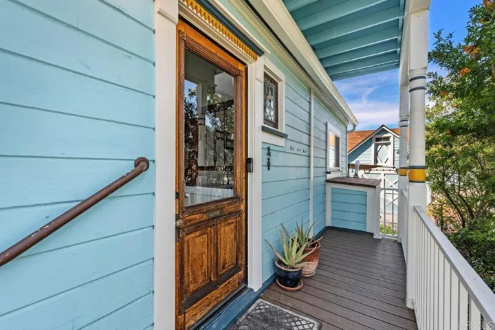 Elegant entry from the rear parking area.