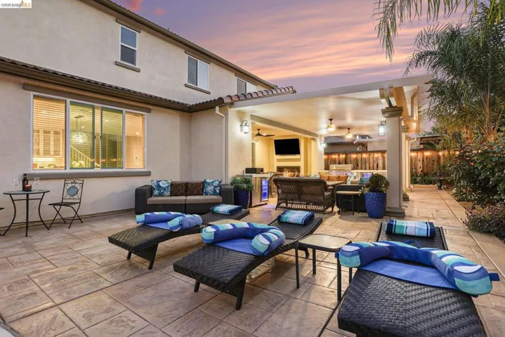 View of patio / terrace featuring an outdoor hangout area and a pergola