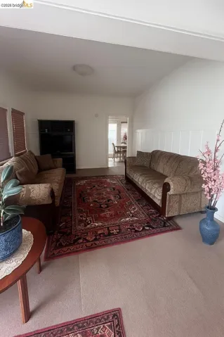 Living area with carpet