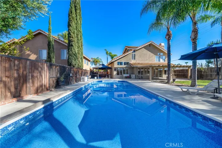 Sparkling Pool With Liner. Plenty Of Space For Outdoor Relaxation